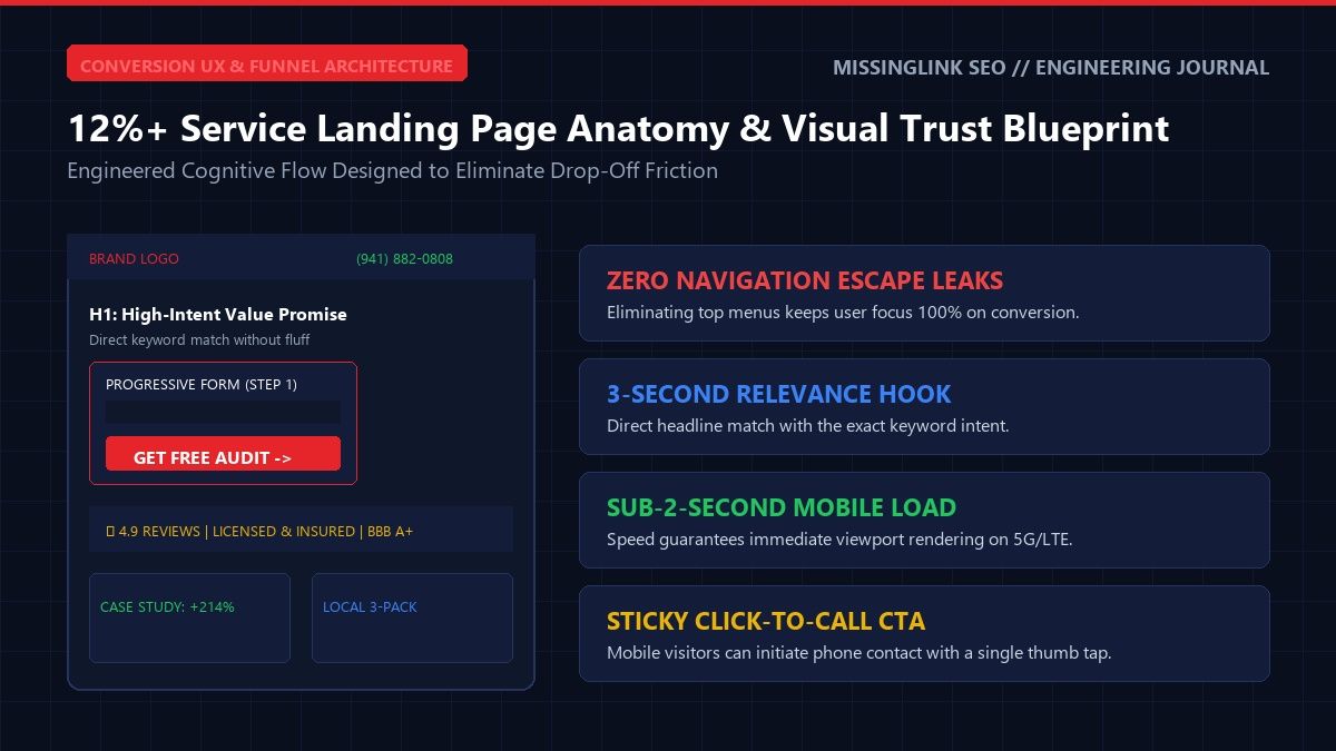 12%+ Service Landing Page Wireframe and Visual Trust Blueprint